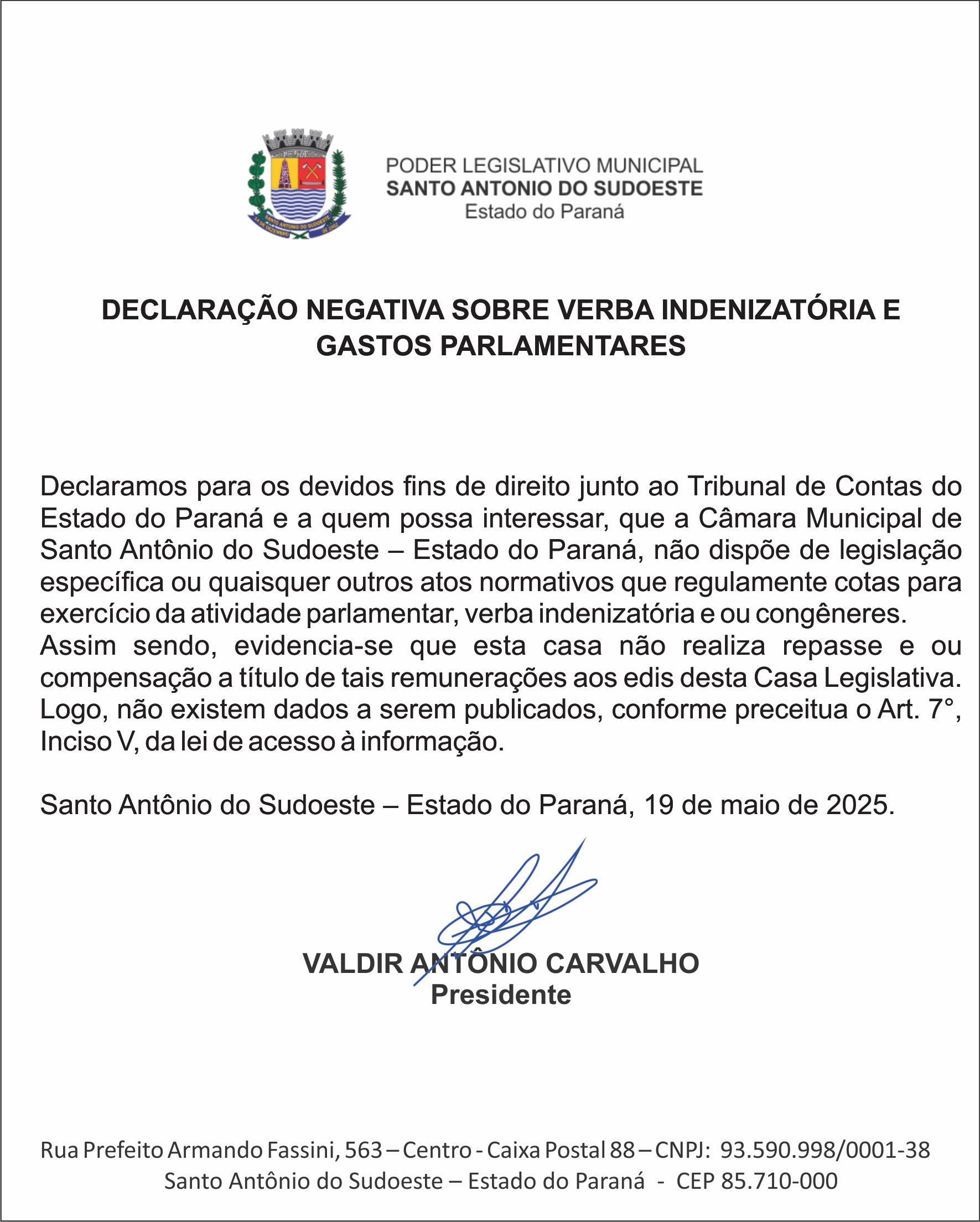 CERTIDÃO VERBA INDENIZATÓRIA